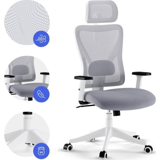 Silla de oficina Sense7 TONE Reposabrazos 4D Respaldo de Malla Ajustable Ergonomía 130kg