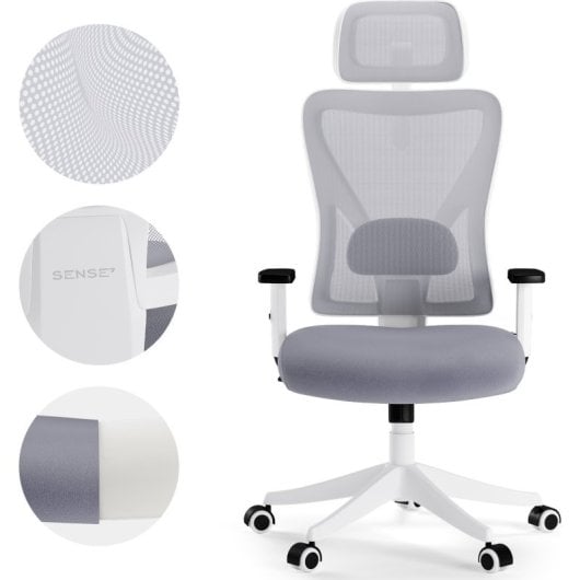 Silla de oficina Sense7 TONE Reposabrazos 4D Respaldo de Malla Ajustable Ergonomía 130kg