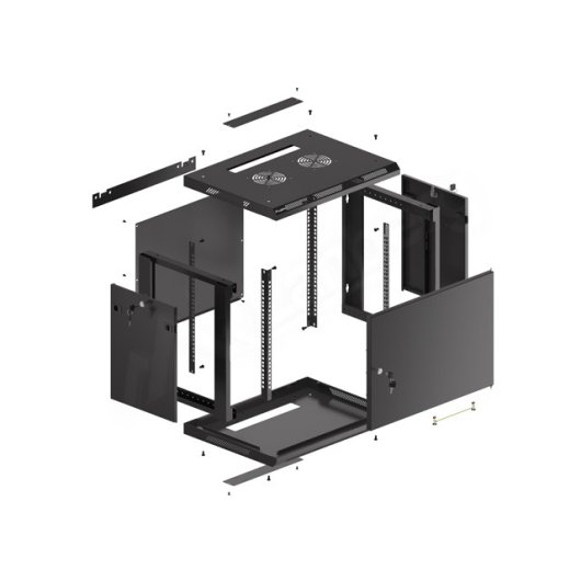 Bastidor de pared Lanberg WF01-6409-00B 9U 60kg 19'' Acero Negro IP20 Autoinstalable