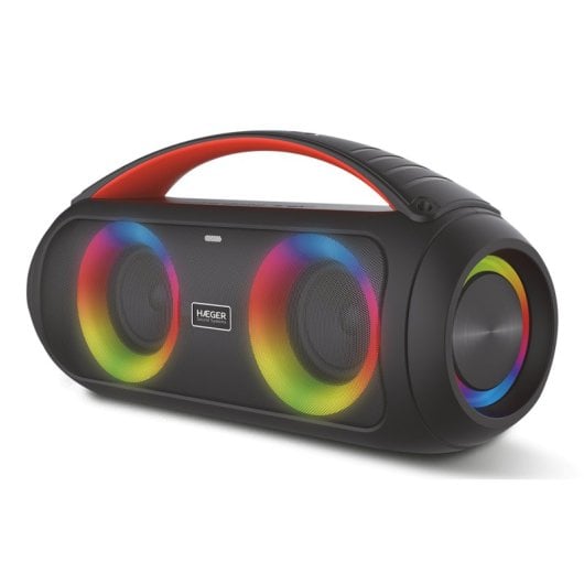 Tragbare kabellose Lautsprecher von Haeger, 40 W, Bluetooth, USB-C und MicroSD, Schwarz