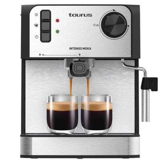 Cafetera Espresso Taurus Intenso Moka 1,6L 20 bares Supreme Cream Inox Calienta Tazas