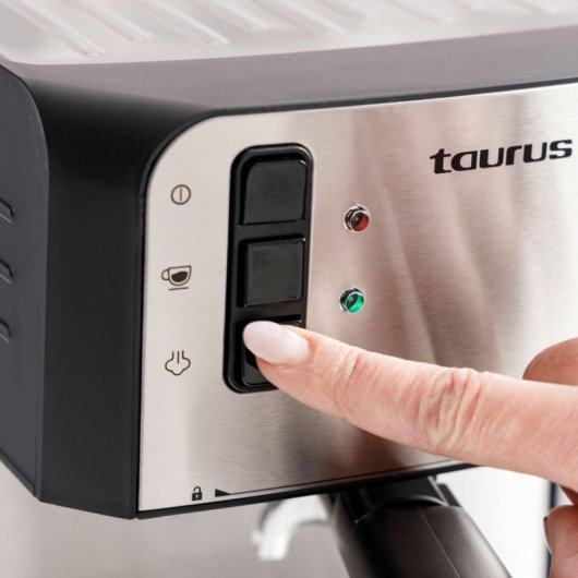 Cafetera Espresso Taurus Intenso Moka 1,6L 20 bares Supreme Cream Inox Calienta Tazas
