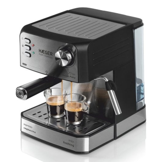 Macchina per caffè espresso semiautomatica Haeger CM-85B.011A 1,6L 850W Acciaio inossidabile Nero