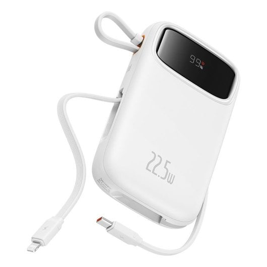 Power Bank Baseus Qpow2 10000mAh 22,5W Dual-Kabel Display Weiß Lithium Polymer