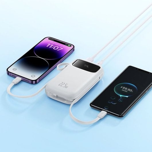 Power Bank Baseus Qpow2 10000mAh 22,5W Dual-Kabel Display Weiß Lithium Polymer