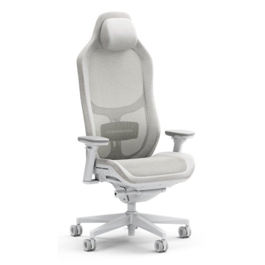 Fractal Design Gaming-Stuhl mit 4D-Armlehnen und verstellbarer Höhe, Alcantara-Netzrückenlehne, weiß