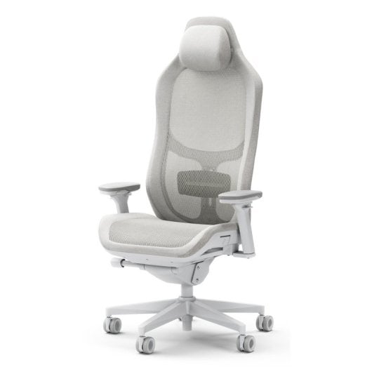 Fractal Design Gaming-Stuhl mit 4D-Armlehnen und verstellbarer Höhe, Alcantara-Netzrückenlehne, weiß