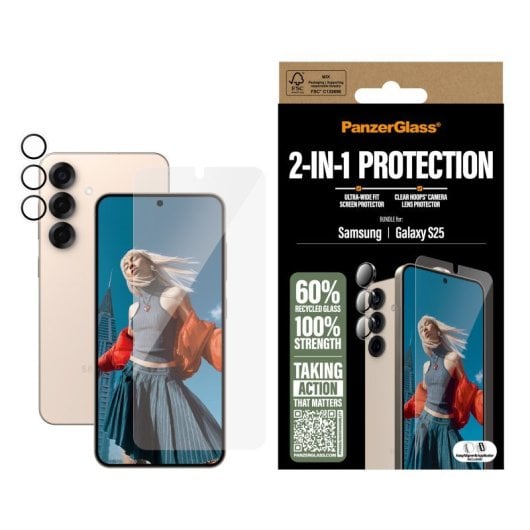 Protector de pantalla PanzerGlass Samsung Galaxy S25 Vidrio templado antihuellas