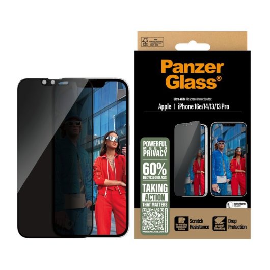 Protection d'écran en verre trempé PanzerGlass pour iPhone 13/13 Pro/14/16e