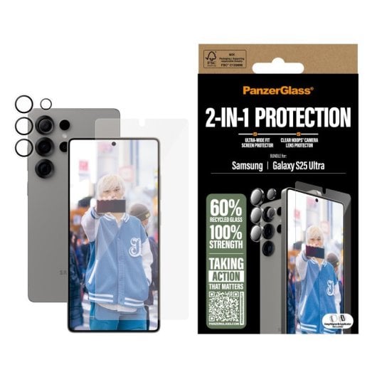 Protector de pantalla PanzerGlass Galaxy S25 Ultra resistente a golpes y rayones transparente