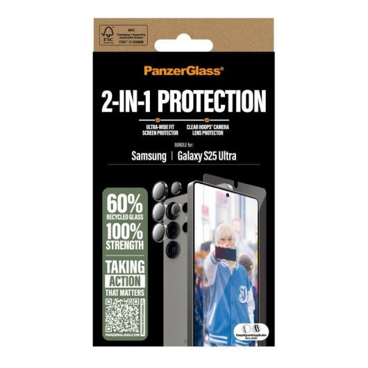 Protector de pantalla PanzerGlass Galaxy S25 Ultra resistente a golpes y rayones transparente