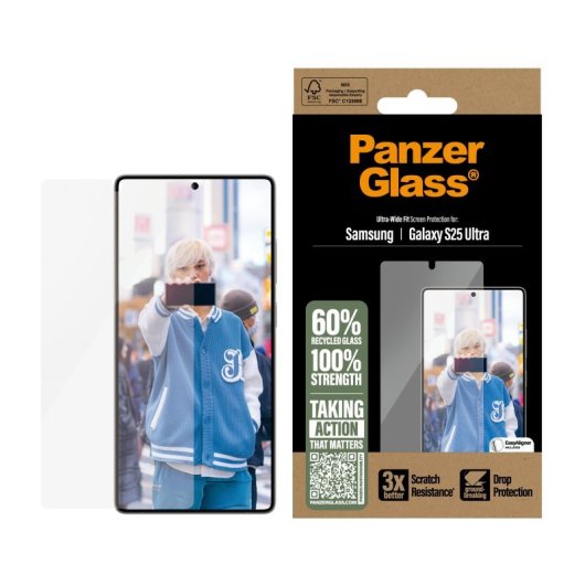 Protector de pantalla PanzerGlass Samsung Galaxy S25 Ultra ultra-wide fit sin burbujas 1 pieza