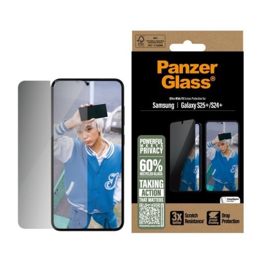 PanzerGlass Displayschutz für Samsung Galaxy S25+ und S24 Plus, gehärtetes Glas, Sichtschutz