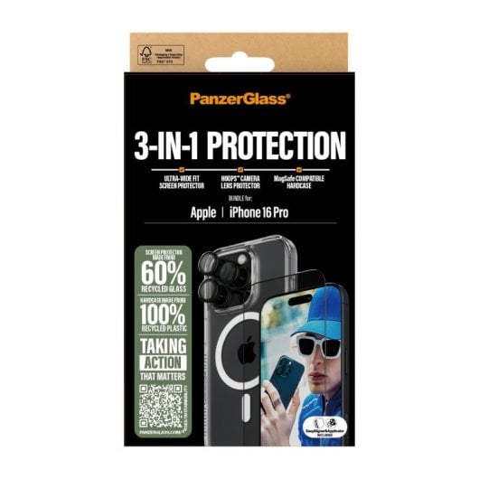 Protector de pantalla PanzerGlass iPhone 16 Pro vidrio templado transparente anti-huellas