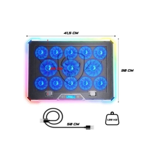 Spirit of Gamer AIRBLADE 1300 RGB base de refrigeração para computador 43,2 cm (17") Preto