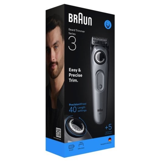 Braun BeardTrimmer 3 BT3560 Barttrimmer Akku 40 2 cm Schwarz, Grau