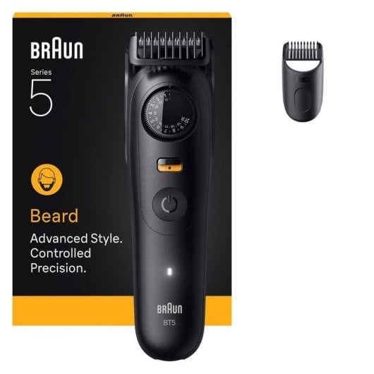 Bartschneider Braun BeardTrimmer 5 BT5500 Kabellos 120min Nass und Trocken 20 Einstellungen 2 Aufsteckkämme Schnellladung