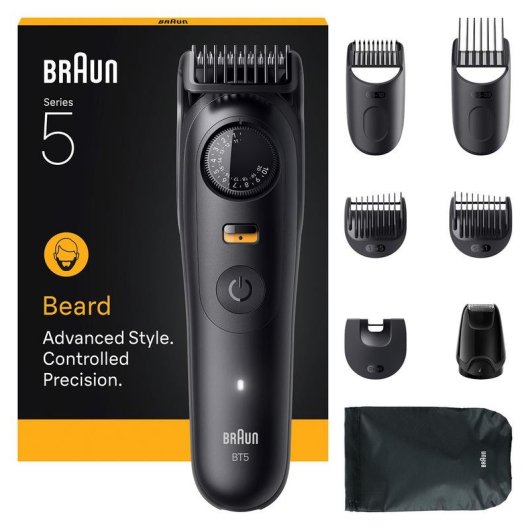 Aparador de Barba Braun BT5560 Recarregável 120min Seco e Molhado 40 Ajustes 2 Pentes Carga Rápida