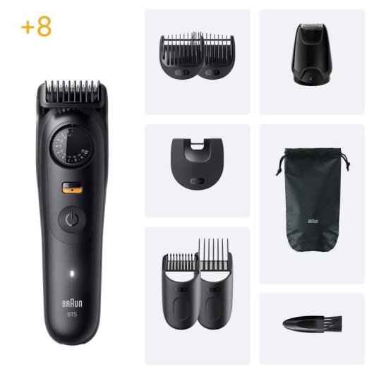 Regolabarba Viso Braun BT5560 Senza Filo 120min Wet&Dry 40 Impostazioni 2 Pettini Ricarica Rapida