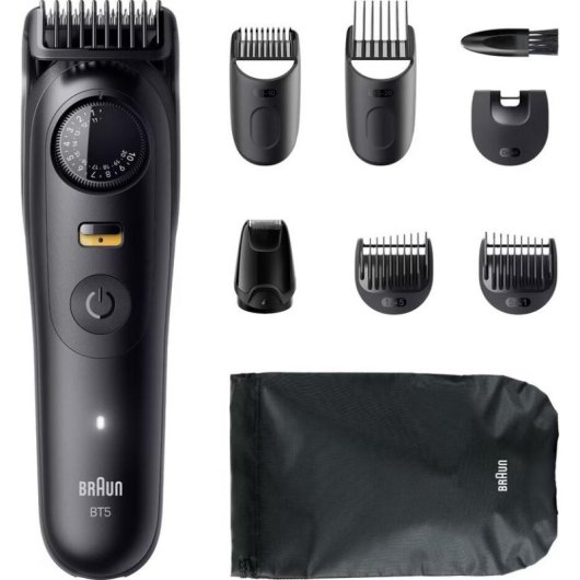 Aparador de Barba Braun BT5560 Recarregável 120min Seco e Molhado 40 Ajustes 2 Pentes Carga Rápida