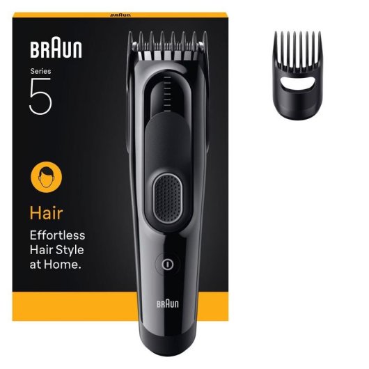 Máquina de Cortar Cabelo Braun HC5510 Sem Fios 9 Comprimentos 50min 2 Pentes À Prova de Água