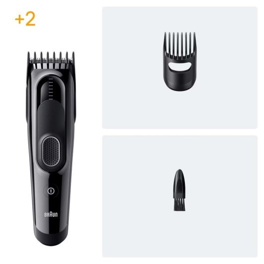 Máquina de Cortar Cabelo Braun HC5510 Sem Fios 9 Comprimentos 50min 2 Pentes À Prova de Água