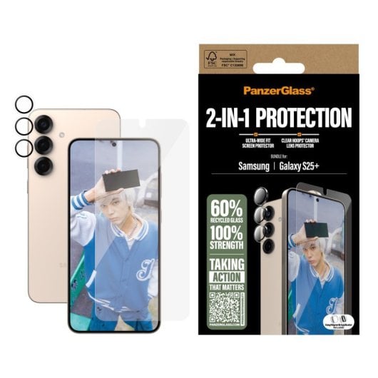 Protector de pantalla PanzerGlass Samsung Galaxy S25+ Vidrio templado PET Silicona