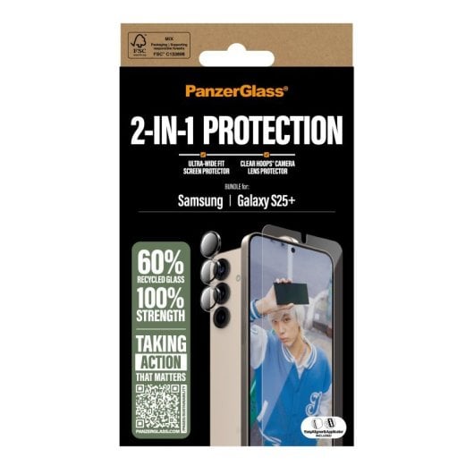 Protector de pantalla PanzerGlass Samsung Galaxy S25+ Vidrio templado PET Silicona