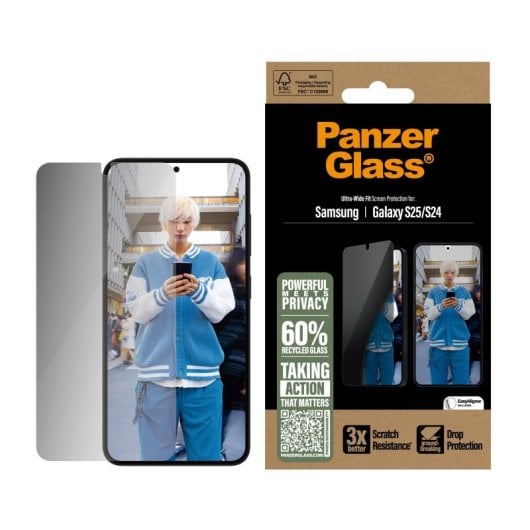 Protector pantalla PanzerGlass Privacy Samsung Galaxy S25/S24 5G antivaho, sin burbujas, oleofóbico