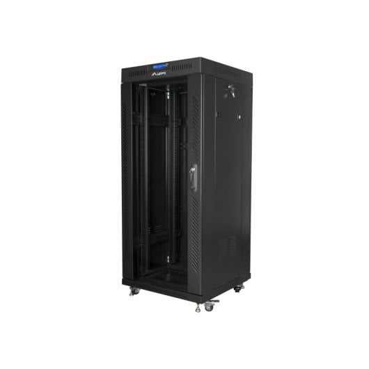 Rack independiente Lanberg FF01-6627-12BL 27U 600x600 LCD Cristal Templado 1200kg Negro