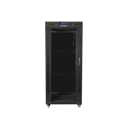 Rack independiente Lanberg FF01-6627-12BL 27U 600x600 LCD Cristal Templado 1200kg Negro