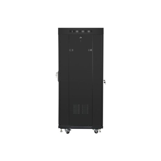 Rack independiente Lanberg FF01-6627-12BL 27U 600x600 LCD Cristal Templado 1200kg Negro