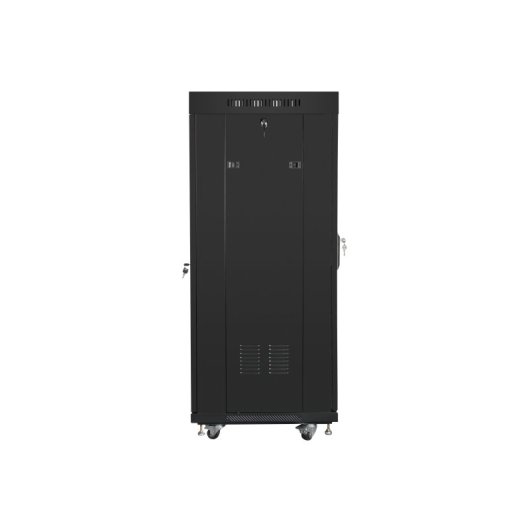Rack independiente Lanberg FF01-6627-12BL 27U 600x600 LCD Cristal Templado 1200kg Negro