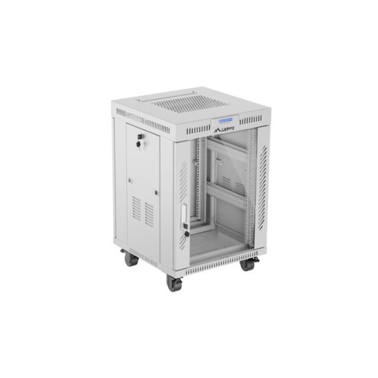 Rack de pie Lanberg FF01-6615-12SL 15U 1200kg termostato LCD IP20 gris puertas vidrio/metal