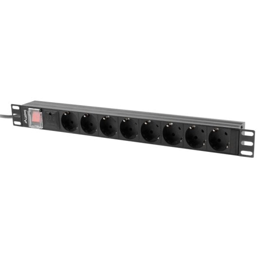 Regleta Lanberg PDU-08F-0200-BK 8 tomas Tipo F 1U Protección Sobretensiones 16A 19” Horizontal