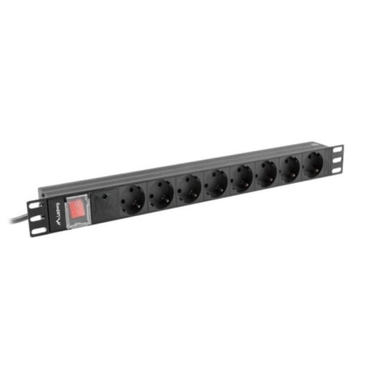 Régua de tomadas Lanberg PDU-08F-0200-BK 8 tomadas proteção interruptor rack