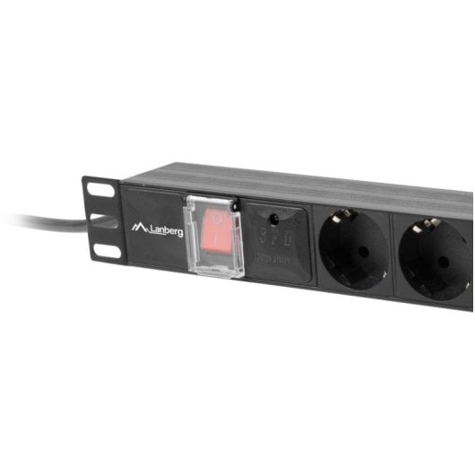 PDU Lanberg PDU-07F-0200-BK 7 Saídas Tipo F Rack 1U Horizontal Preta