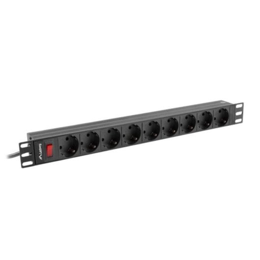 Steckdosenleiste Lanberg PDU-09F-0300-BK 9 Steckplätze Schalter Schutz Aluminium Rack