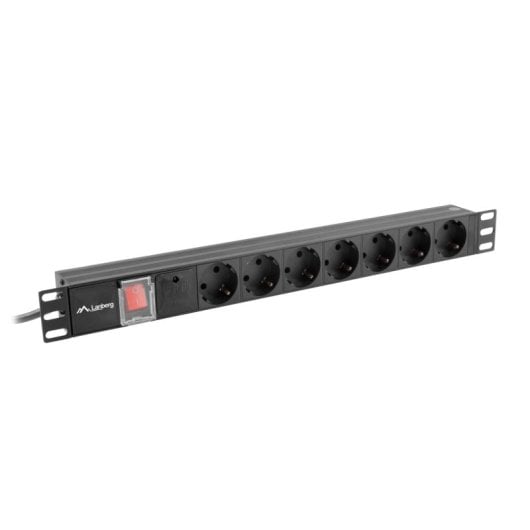 PDU Lanberg PDU-07F-0200-IEC-BK 7 Steckdosen 2m Kabel 10A 1U Horizontal Schwarz