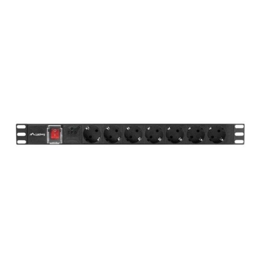Régua de tomadas Lanberg PDU-07F-0200-IEC-BK 7 Tomadas Tipo F Proteção Interruptor Rack 1U