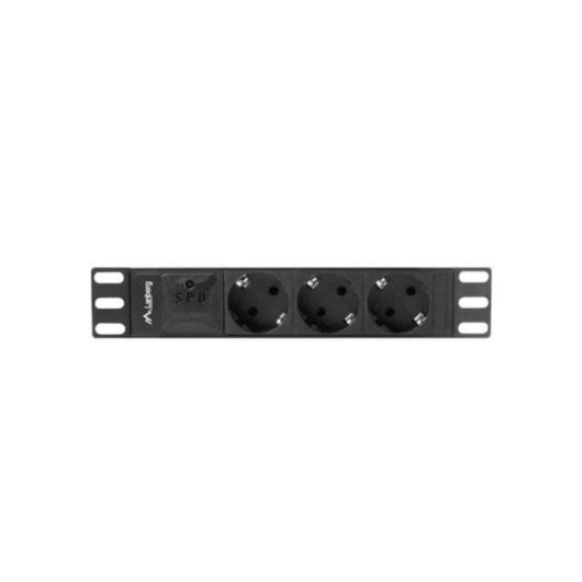 PDU Lanberg PDU-03F-0200-IEC-BK 3 Schuko 4000W 16A Protección Sobretensiones Rack 1U Aluminio 10" 2m Negro