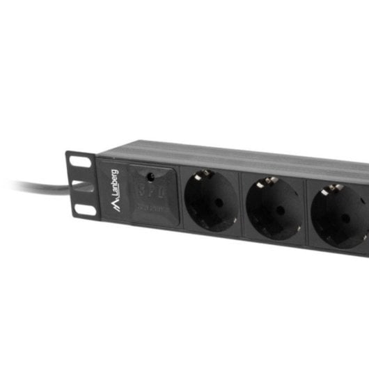 PDU Lanberg PDU-03F-0200-IEC-BK 3 Schuko 4000W 16A Protección Sobretensiones Rack 1U Aluminio 10" 2m Negro