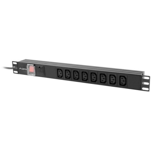 PDU Lanberg PDU-08I-0200-C20-BK 8 Saídas AC 16A Rack 1U Preto Alumínio