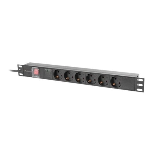 Multiprise Lanberg PDU-06F-0200-BK 6 Prises Interrupteur Protection 1U Aluminium