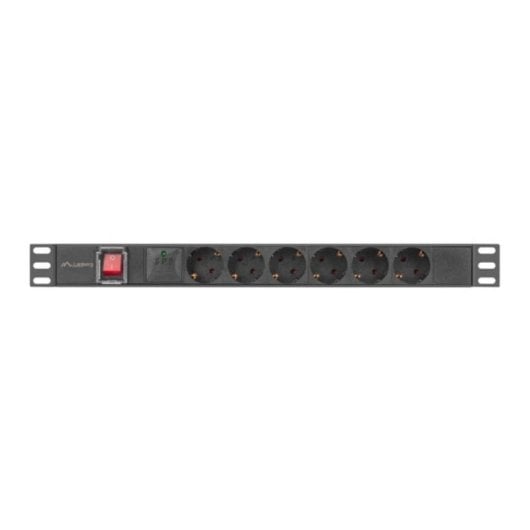 Multiprise Lanberg PDU-06F-0200-BK 6 Prises Interrupteur Protection 1U Aluminium
