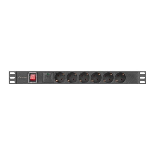 PDU Lanberg PDU-06F-0200-BK 6 Salidas Tipo F 1U Conmutado Monofásico 2m Aluminium Negro