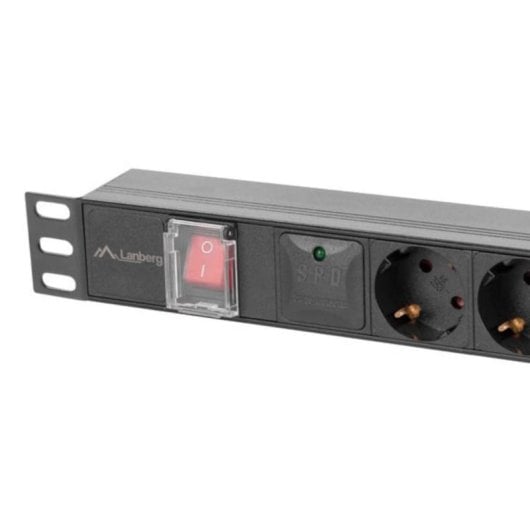 Multiprise Lanberg PDU-06F-0200-BK 6 Prises Interrupteur Protection 1U Aluminium