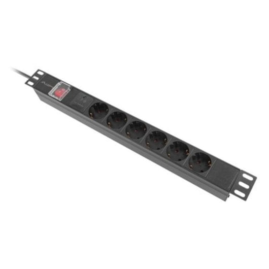 Multiprise Lanberg PDU-06F-0200-BK 6 Prises Interrupteur Protection 1U Aluminium