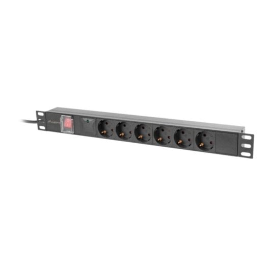 Multiprise Lanberg PDU-06F-0200-BK 6 Prises Interrupteur Protection 1U Aluminium