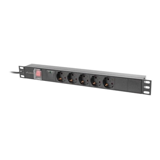 PDU Lanberg PDU-05F-0200-BK 1U 5 Salidas Tipo F 16A Protección y Aluminio